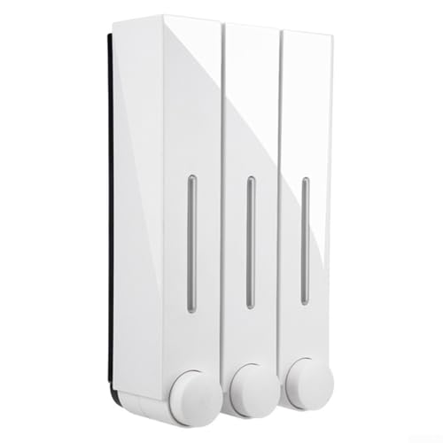 Seifenspender zur Wandmontage mit 3 Fächern, 123 Tassen, 420 ml Fassungsvermögen für Lotion, Seife und Dusche, geeignet für Badezimmer und öffentliche Räume, hygienisch und langlebig (weißes Dreifach) von Marchfunny