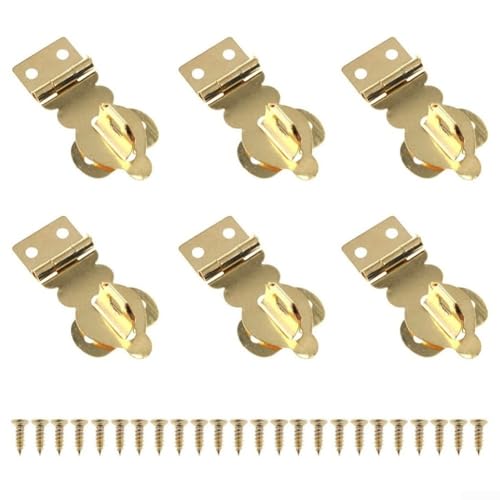 Set mit 6 massiven Vorhängeschlösser-Schnallen aus Messing mit Schraubverschlüssen für Holzboxschlösser, geeignet für Schmuckkästen und Werkzeugaufbewahrung, Vintage-Design von Marchfunny