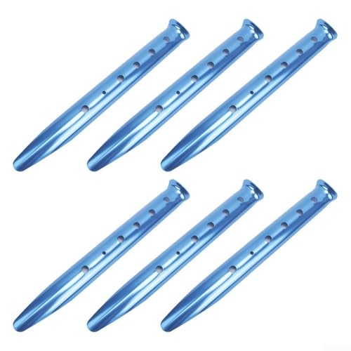 Starker Halt, Set mit 6 U-förmigen Aluminium-Sandzelt-Heringen, geeignet für Camping, Strand oder verschneite Bereiche (blau) von Marchfunny
