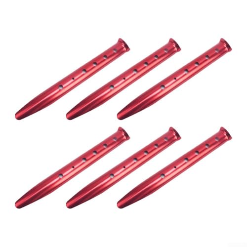 Starker Halt, Set mit 6 U-förmigen Aluminium-Sandzelt-Heringen, geeignet für Camping, Strand oder verschneite Bereiche (rot) von Marchfunny