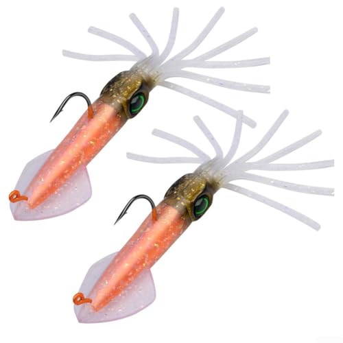 Tintenfischköder aus Metall und PVC mit widerstandsfähigen Haken für eine lange Lebensdauer (13,5 cm, 35,5 g) von Marchfunny