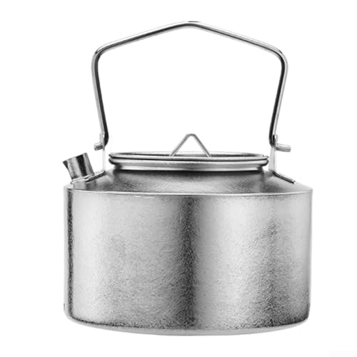 Tragbarer Ti-Wasserkocher mit faltbarem Griff, 980 ml, perfekt zum Brauen im Freien während Campingausflügen (Eisblumen-Stil) von Marchfunny