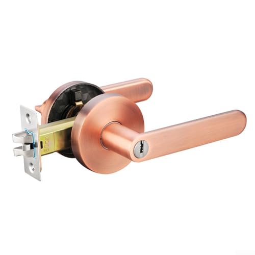 Türschloss für Schlafzimmer und Badezimmer mit dreipoligem Kugelverriegelungsmechanismus und Schlüsselbedienung für Sicherheit im Innenbereich und Geräuschreduzierung (rote Bronze) von Marchfunny