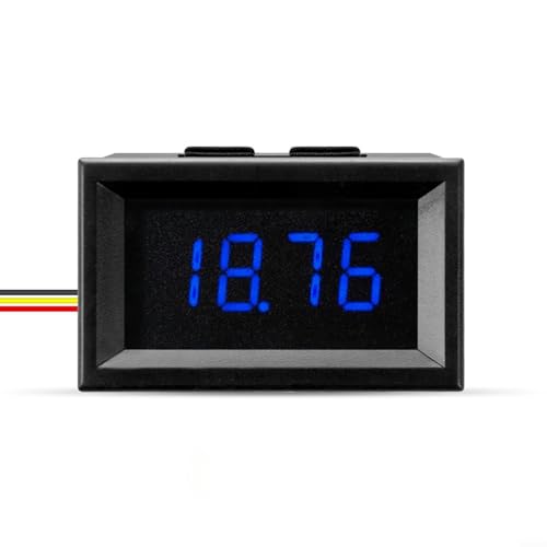 Vierstelliger 0 91,4 cm DC Voltmeter Dreidraht-Setup 0 33 V Spannungsprüfer mit Verpolungsschutz für Fahrzeug und Elektronik (blau) von Marchfunny