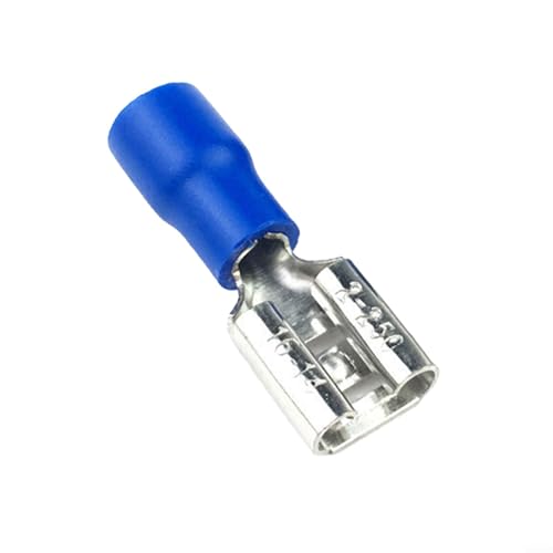 Vinyl-isolierte Flachdrahtverbinder, 100 Stück, weibliche Schnelltrenner, A W G 16 14, geeignet für Boote, Autos und Audiosysteme (blau) von Marchfunny