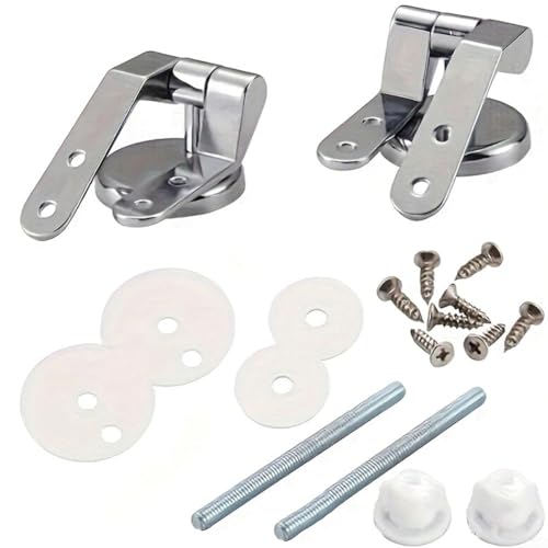 WC-Scharniere aus Zinklegierung, stabiles und verstellbares komplettes Set für schnellen und zuverlässigen WC-Deckelwechsel von Marchfunny
