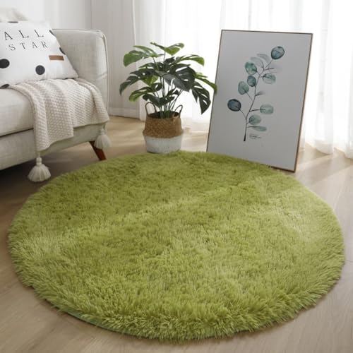 Weicher Shaggy-Teppich mit rutschfester Unterseite, perfekt für Wohnzimmer oder Schlafzimmer, leicht zu reinigen und zu pflegen, 60 cm, Dunkelgrün von Marchfunny