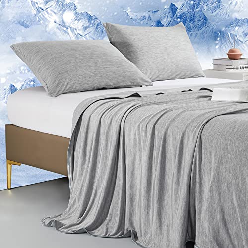 Marchpower Kühldecke 229 x 274cm, leichte Sommerdecke mit Japanische Arc-Chill Q-Max>0.5 Kühlfasern, Nimmt Körperwärme auf, 2 in 1 doppelseitig Kinderdecke Wohndecke Sofadecke Reisedecke - Grau von Marchpower
