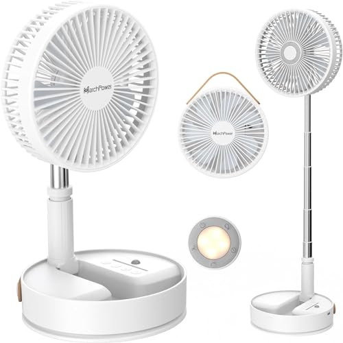 Marchpower Ventilator leise Standventilator mit Fernbedienung, höhenverstellbar bis 110cm akku Ventilator,4 Geschwindigkeitsstufen| Timing-Funktion| 60° Automatische Oszillation Standlüfter Ø8''/20CM von Marchpower