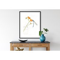 Libelle Und Freesie Blumen Originales Aquarell Gemälde, Drucke Karten von MarciaWilliamsArt