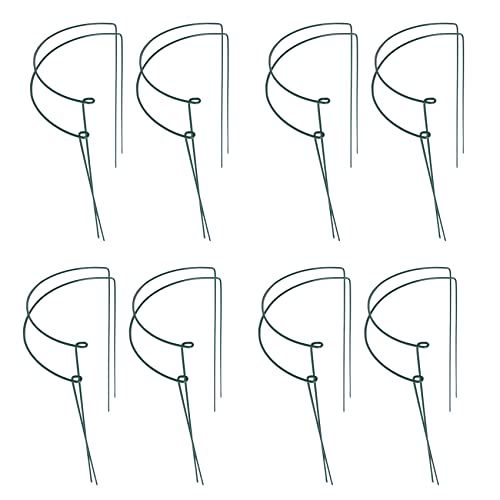 Marclix 16 Stück Pflanzenstützstäbe Ringkäfig Metall Garten Pflanzenstecker Grün Halbrunde Pflanzenstützring Große Pflanzenstützen von Marclix