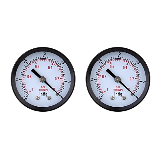 Marclix 2 x 0 – 30 InHg 0 – 1 Bar Mini Zifferblatt Luftdruckmessgerät Barometer Maßstab A Skala doppeltes Zifferblatt schwarz axial von Marclix