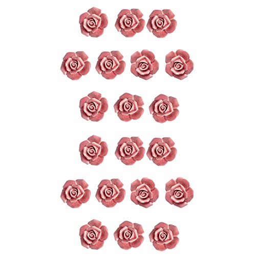 Marclix 20 Stücke Keramik Archaistisch Blumen Rose Tür Griffe Schublade Küche + Schrauben (Rosa) von Marclix