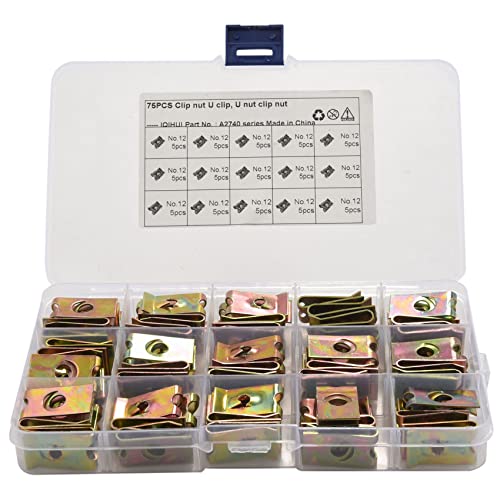 Marclix 70 Stück Auto Nr. 12 U-förmige Klemmfeder Metallplatte Türplatte U-förmige Schraube Speed Clip Mutter Stahl von Marclix