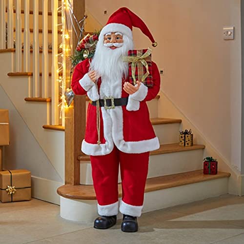 Marco Paul Interiors Weihnachtsmann-Figur, 80 cm, stehend, Weihnachtsdekoration, Weihnachtsmann, Plüsch-Statue (Jumbo, 80 cm) von Marco Paul Interiors