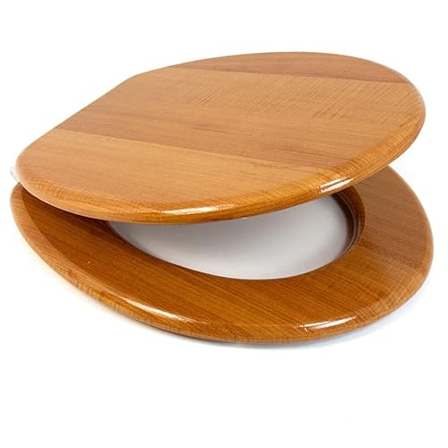 Marco Paul Interiors WC-Sitz aus Holz, MDF, ovale Form, universelle Scharniere aus Zinklegierung, glatte abwischbare Oberfläche von Marco Paul Interiors