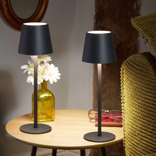 Marco Paul Onyx Nachttischlampen 2er Set Vielseitige Wiederaufladbare Lampe Leselampen für Nachttisch 2400mAh Wiederaufladbare Lichter Innenleuchten für Schlafzimmer Langlebige Lampen für Haus und von Marco Paul Interiors