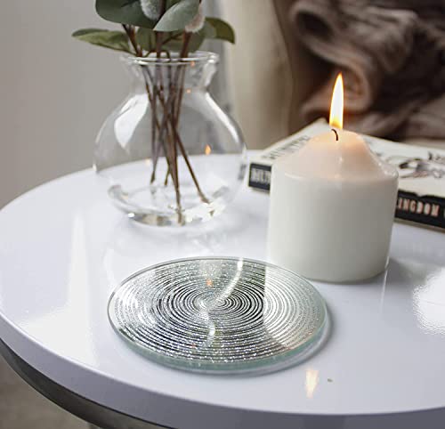 Marco Paul Silber Verspiegeltes Tablett Kerzenteller Dekorative Heimdekoration Tablett Ornament Badezimmer Wohnzimmer Weihnachten (klein - Set von 4) von Marco Paul Interiors