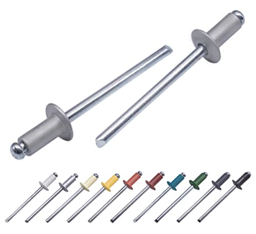 Marcopol (100 Stück) Lackierte Blindnieten 3,2 x 8 mm, Kuppelkopf, DIN 7337, Aluminiumniete und Stahldorn, Popnieten (100, weißes Aluminium RAL 9006) von Marcopol