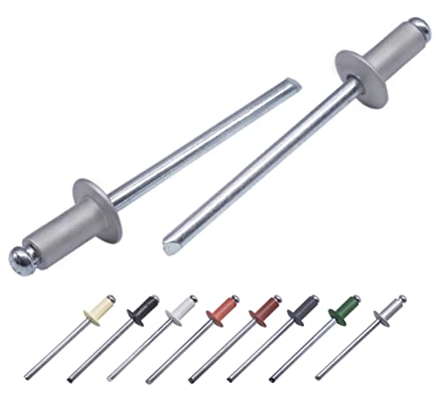 (100 Stück) Lackierte Blindnieten 4,0 x 10 mm, Kuppelkopf, DIN 7337, Aluminiumniete und Stahldorn, Popnieten (100, weißes Aluminium RAL 9006) von Marcopol