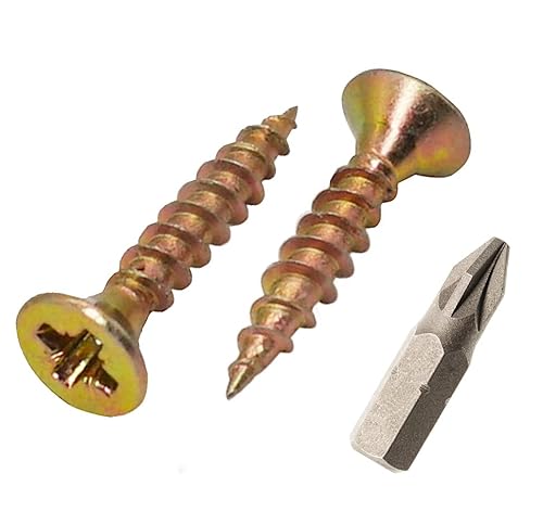 (100 Stück) gelb verzinkter Stahl 3,5 x 13 mm Holzschrauben Spanplattenschrauben Universal Pozi-Drive Schraube Senkkopf (100, 3,5 x 13 mm) von Marcopol