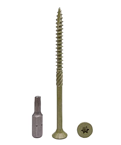 (100 Stück) grün Antikorrosion Finish 5,0 x 80 mm Holzbauschrauben Torx Kopf Typ 17 Senkkopf Außenschraube (100, 5,0 x 80 mm) von Marcopol