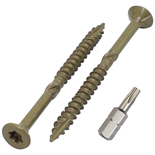 (100 Stück) grün Korrosionsschutz-Finish 3,5 x 45 mm Holz-Terrassenschrauben Holzschrauben Torx Kopf Typ 17 Senkkopf Außenschraube (100, 3,5 x 45 mm) von Marcopol