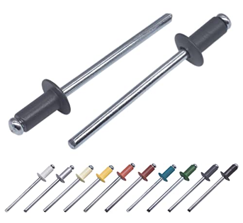 Marcopol (1000 Stück) Lackierte Blindnieten 3,2 x 8 mm, Kuppelkopf, DIN 7337, Aluminiumniete und Stahldorn, Popnieten (1000, Anthrazitgrau RAL 7016) von Marcopol
