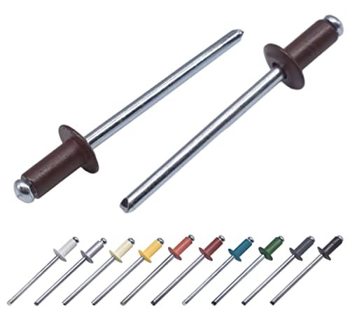 (1000 Stück) Blindnieten lackiert 3,2 x 8 mm, Kuppelkopf DIN 7337, Aluminiumnieten und Stahldorn, Popnieten (1000, Schokobraun RAL 8017) von Marcopol