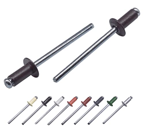 (1000 Stück) Lackierte Blindnieten 4,0 x 10 mm, Kuppelkopf, DIN 7337, Aluminiumniete und Stahldorn, Popnieten (1000, Graubraun RAL 8019) von Marcopol