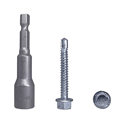 (120 Stück) DIN 7504 K Stahl verzinkt 6,3 x 45 mm Schrauben, selbstbohrende Blechschraube, Sechskant-Unterlegscheibenkopf, selbstschneidend (120, 6,3 x 45 mm) von Marcopol