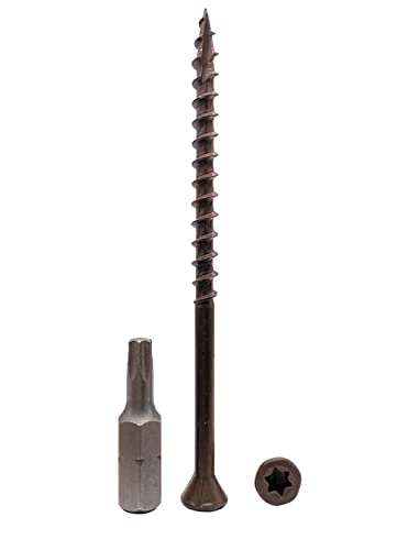 (150 Stück) Braun Anti-Korrosionslack 4,2 x 75 mm Holzbauschrauben Torx Kopf Typ 17 Senkkopf Außenschraube (150, 4,2 x 75 mm) von Marcopol