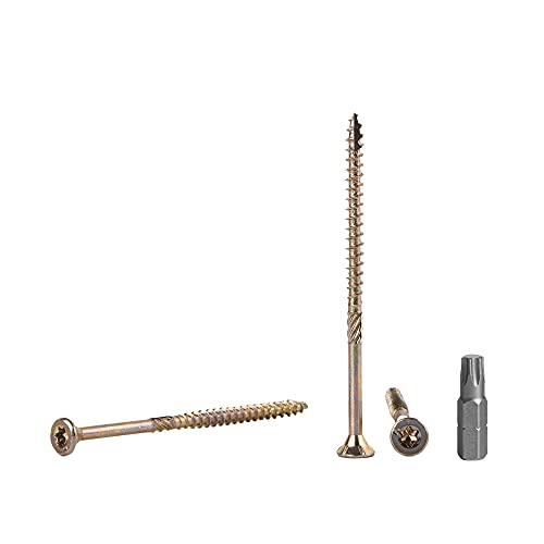 (150 Stück) Gelb verzinkter Stahl 6,0 x 80 mm Holzschrauben, Torxkopf Typ 17, Senkkopf, Spanplattenschrauben (150, 6,0 x 80 mm) von Marcopol