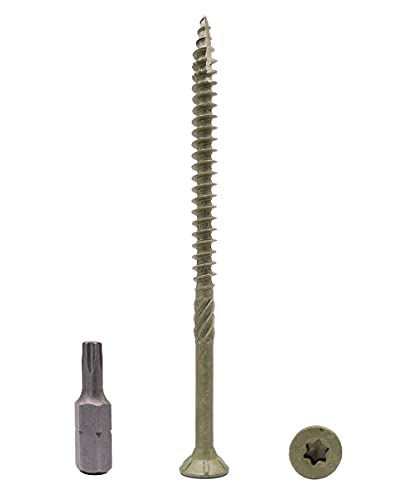 (200 Stück) grün Antikorrosionslack 5,0 x 90 mm Holzbauschrauben Torx Kopf Typ 17 Senkkopf Außenschraube (200, 5,0 x 90 mm) von Marcopol