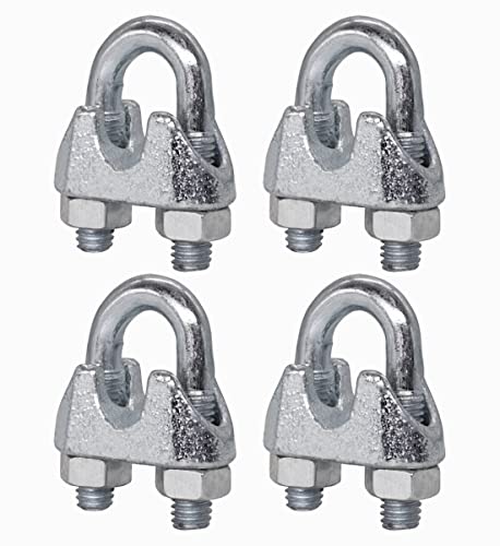 (4 Stück) Drahtseilklemmen M10, Kabelclips, DIN 741, Stahlklemme für Ø 13mm Drahtseil, U Bolzensattel (4 Stück, M10 für Ø 13mm) von Marcopol