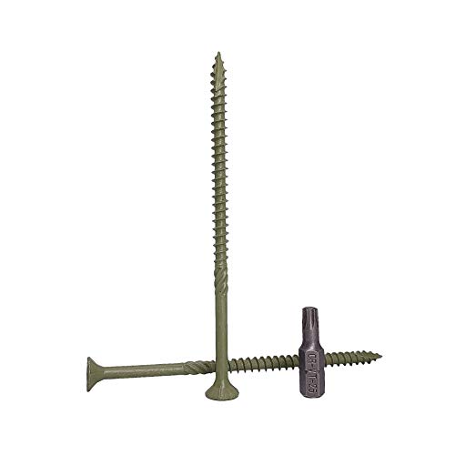 (40 Stück) grün Korrosionsschutz-Finish 5,0 x 100 mm Holz-Terrassenschrauben Holzschrauben Torx Kopf Typ 17 Senkkopf Außenschraube (40, 5,0 x 100 mm) von Marcopol