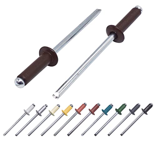 (400 Stück) Lackierte Blindnieten 4,0 x 14 mm, Kuppelkopf, DIN 7337, Aluminiumniete und Stahldorn, Popnieten (400, Schokoladenbraun RAL 8017) von Marcopol