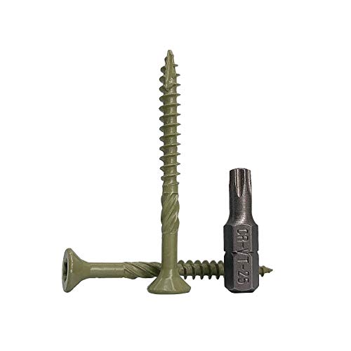 (50 Stück) grün Anti-Korrosions-Finish 4,5 x 50 mm Holz-Terrassenschrauben Holzschrauben Torx Kopf Typ 17 Senkkopf Außenschraube Tellerkopfschrauben Linsenkopfschrauben (50, 4,5 x 50 mm) von Marcopol