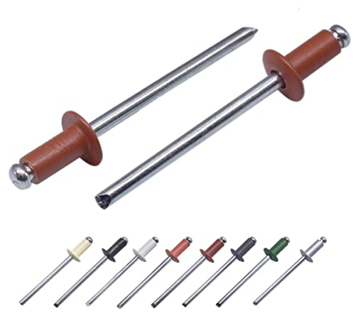 (500 Stück) Lackierte Blindnieten 4,0 x 8 mm, Kuppelkopf, DIN 7337, Aluminiumniete und Stahldorn, Popnieten (500, Kupferbraun RAL 8004) von Marcopol