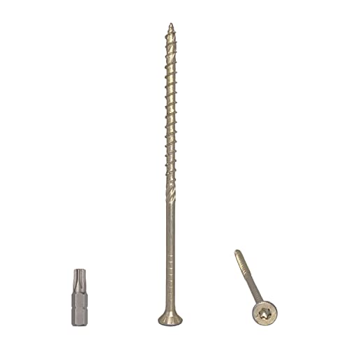 (8 Stück) Universal gelb verzinkter Stahl 6,0 x 140 mm Holzschrauben Torxkopf Senkkopf Spanplattenschrauben (8, 6,0 x 140 mm) von Marcopol