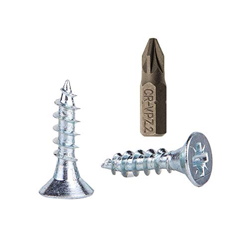 900 Stück verzinkte Stahl Holzschrauben 5,0 x 20 mm Pozi-Drive Kopfschrauben Befestigungselemente Senkkopf Spanplattenschrauben (900) von Marcopol