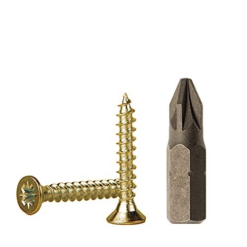 100 Stück gelb verzinkt Stahl 3,0 x 20 mm Holzschrauben Spanplattenschrauben Universal Pozi-Drive Schraube PZ Vollgewinde Pozidriv Senkkopf (100, 3,0 x 20 mm) von Marcopol