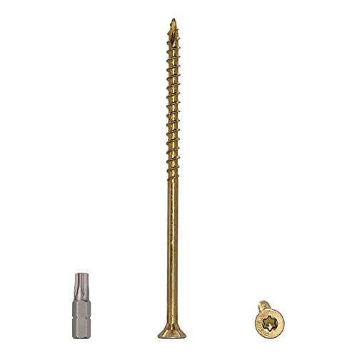 40 Stück Stahl verzinkt 6,0 x 130 mm gelb Holzschrauben Torx Kopf Typ 17 Senkkopf Teilgewinde Spanplattenschrauben (40, 6,0 x 130 mm) von Marcopol