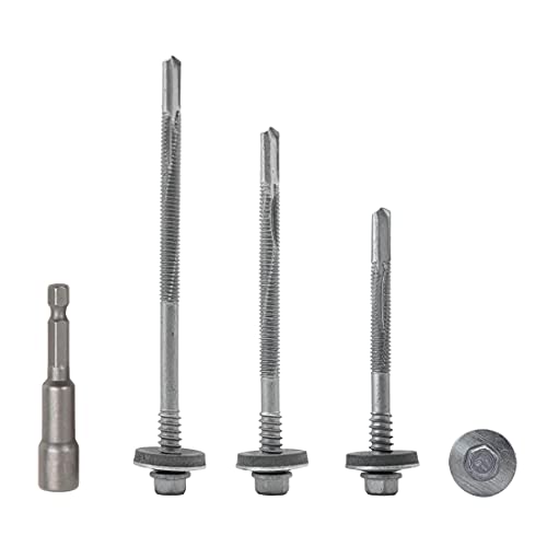 (50 Stück) Sechskantkopf selbstbohrende 5,5 x 160 mm Schrauben mit EPDM-Unterlegscheiben zur Befestigung von Sandwichplatten (50, 5,5 x 160 mm) von Marcopol