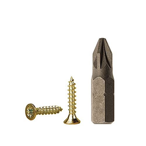 500 Stück gelb verzinkt Stahl 2,5 x 10 mm Holzschrauben Spanplattenschrauben Universal Pozi-Drive Schraube PZ Vollgewinde Pozidriv Senkkopf (500, 2,5 x 10 mm) von Marcopol