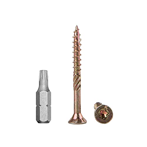 600 Stück gelb verzinkter Stahl 3,5 x 50 mm Holzschrauben Torx Kopf Typ 17 Senkkopf Spanplattenschrauben (600, 3,5 x 50 mm) von Marcopol