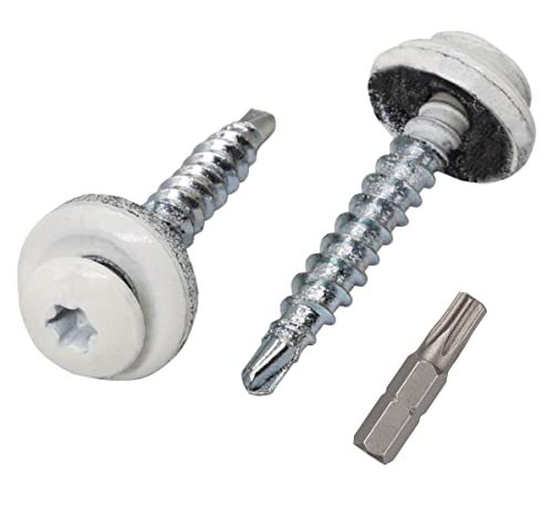 Marcopol 250 Stück Metall Dachdecker Torx Schrauben 4,8 x 35 mm Lackierte Bohrschrauben mit EPDM Unterlegscheiben Blechschraube 250 Reinweiß RAL 9010 Marcopol 250 Stück Metall Dachdecker Torx Schrauben 4,8 x 35 mm Lackierte Bohrschrauben mit EPDM Unterlegscheiben Blechschraube 250 Reinweiß RAL 9010 von Marcopol