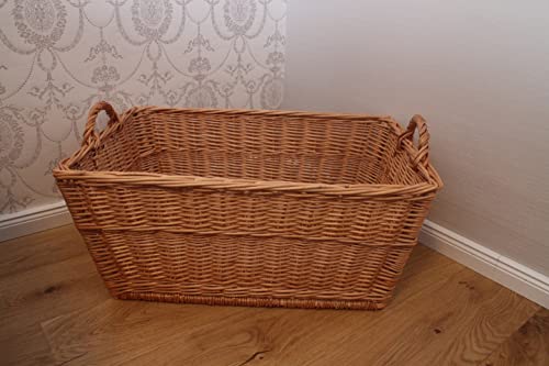 Marcus' Weidenhandel Wäschekorb aus Weide, Tragekorb, Klassisch, braun, 70 cm, Tragbar, Garten, Shop von Marcus´ Weidenhandel