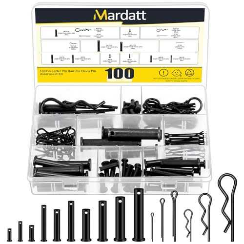 Mardatt 100 Stück Kohlenstoffstahl Clevis Pin Splint R Pin Sortiment Kit, enthalten 10 Größen M5 M6 M8 M10 M12 Flachkopf Single Hole Clevis Pins und M2 M3 M4 Split Splinte / R Clips Mardatt 100 Stück Kohlenstoffstahl Clevis Pin Splint R Pin Sortiment Kit, enthalten 10 Größen M5 M6 M8 M10 M12 Flachkopf Single Hole Clevis Pins und M2 M3 M4 Split Splinte / R Clips von Mardatt