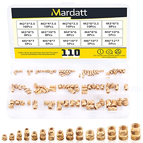 Mardatt 110 Stück M2 M3 M4 M5 M6 Messingeinsätze Gewindeeinsätze Messing Rändelmuttern Einbettmutter Heat Set Einsatz Sortiment Kit für 3D-Druck Kunststoff Mardatt 110 Stück M2 M3 M4 M5 M6 Messingeinsätze Gewindeeinsätze Messing Rändelmuttern Einbettmutter Heat Set Einsatz Sortiment Kit für 3D-Druck Kunststoff von Mardatt